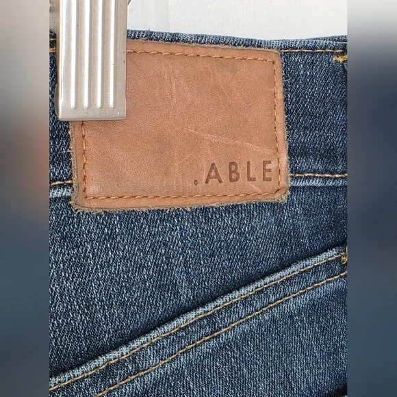 .ABLE The High Rise Distressed Raw Hem Jeans Size 29 - Picture 4 of 4